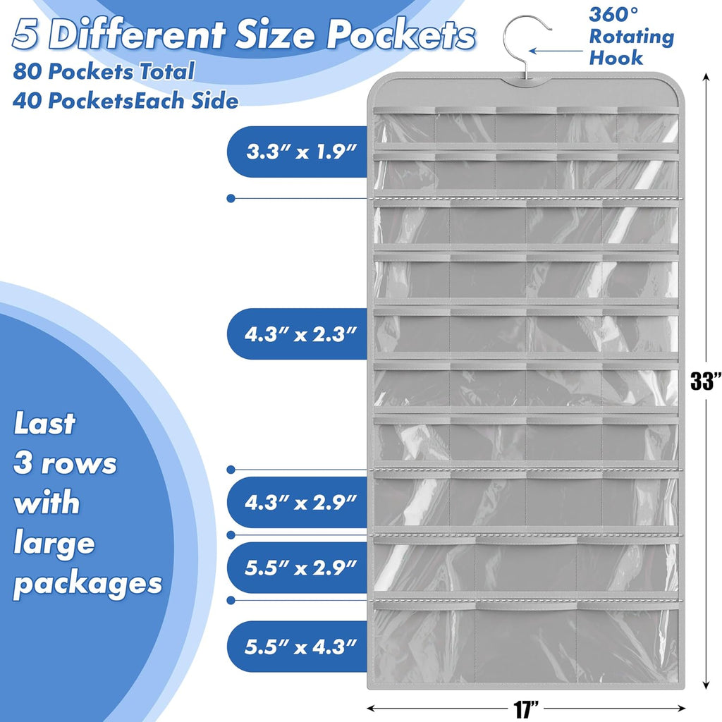 Simple Houseware 80-Pocket Hanging Jewelry Organizer with 5 Sizes