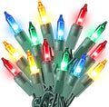 TIGOMOOV Multicolor Christmas Lights 100 Count, 21ft Green Wire Incandescent Mini String Lights, UL Certified Plug in Connectable, Xmas Tree Wreath Yard Patio Party Wedding Indoor Outdoor Decor