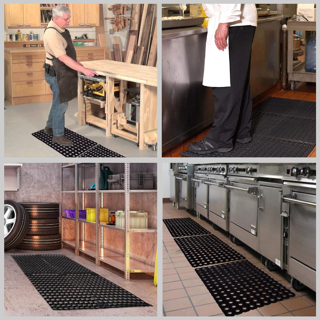 SafetyCare Interlocking Rubber Drainage Floor Mat - Anti-Fatigue - 24 x 16 inches - 1 Mat