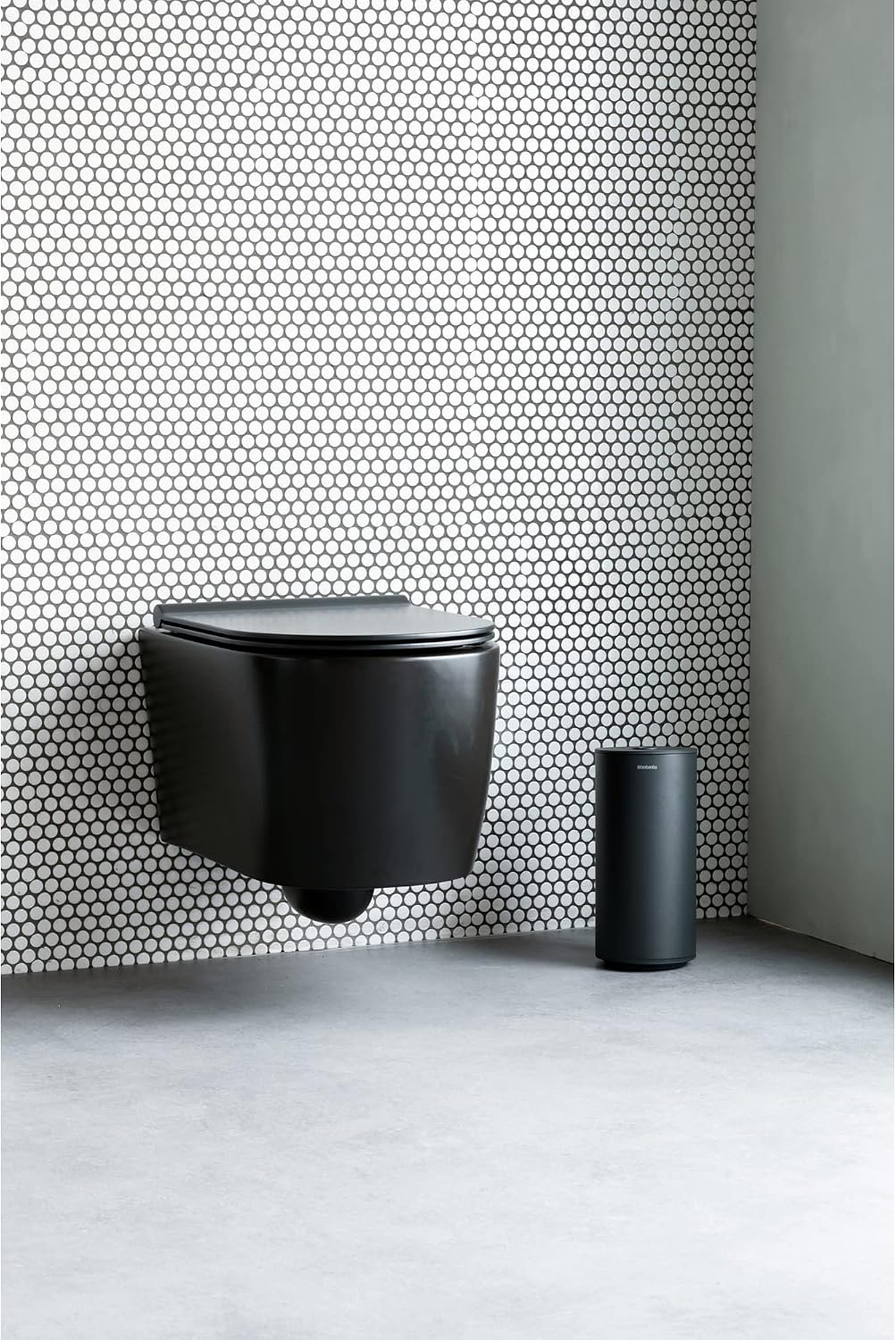 Brabantia Mindset Toilet Roll Dispenser (Mineral Infinite Gray) Anti-Rust, Discreet Bathroom Tissue Holder, 2 Spare Rolls (Ø 5.37") Wall-Mountable Tidy Storage