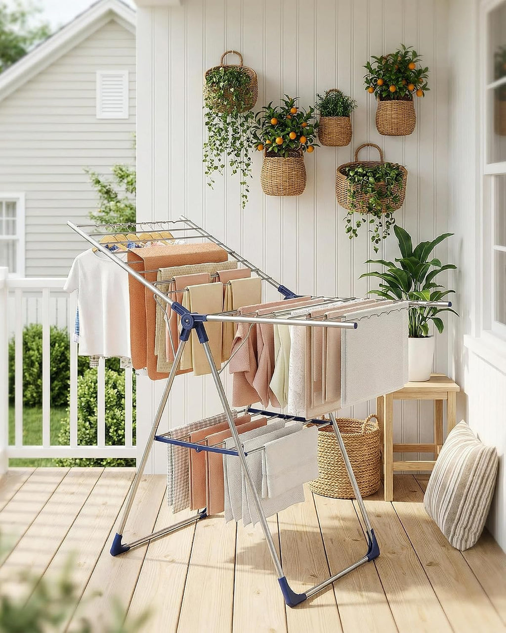 Sakugi Clothes Drying Rack, 55.5" Adjustable Wings, Foldable Design