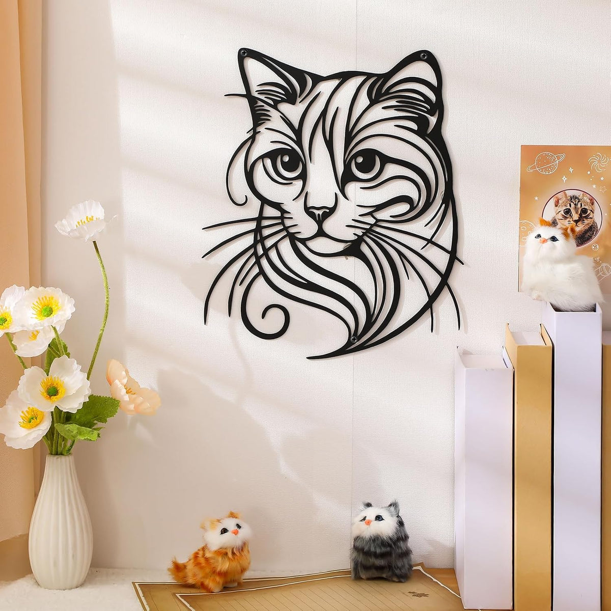 Otoolling Black Cat Wall Art Silhouette Metal Wall Decor, Cute