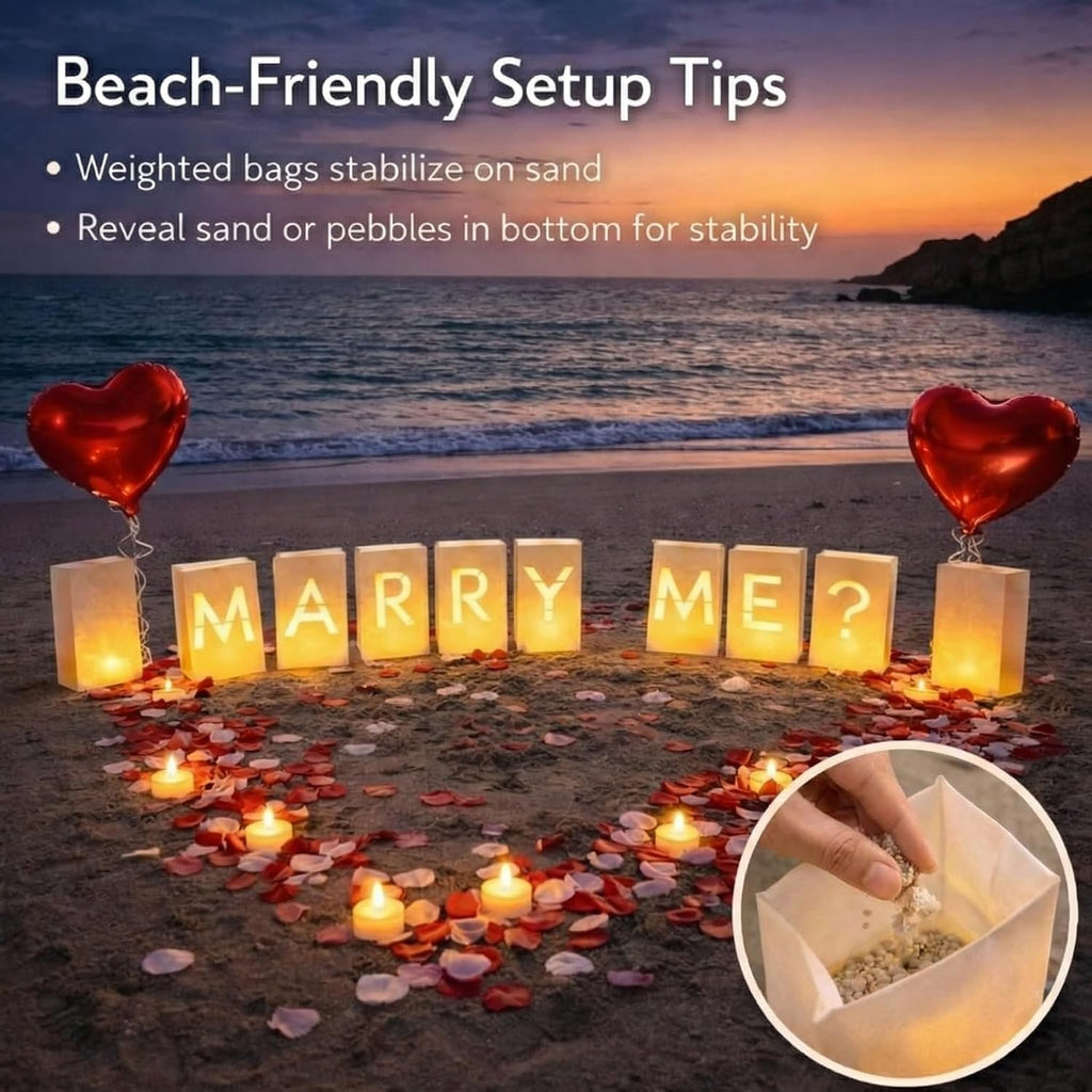 ANZOME Will You Marry Me Proposal Decorations Kit 35 Light Up Luminary Bags