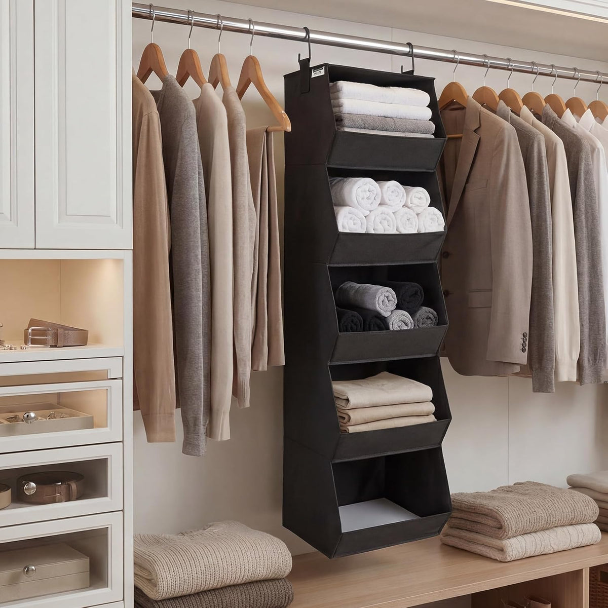 StorageWorks Basics Hanging Closet Organizer, Foldable Storage Organizer