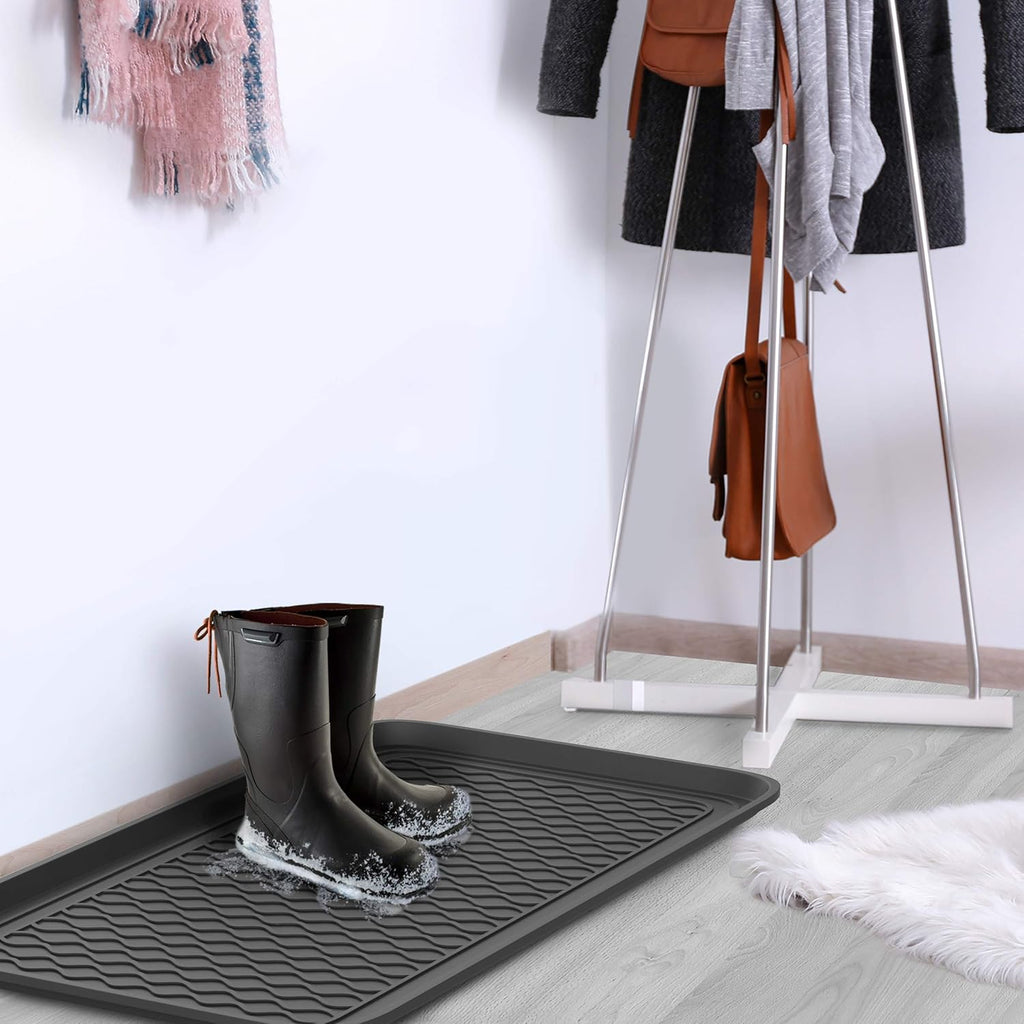 Stalwart All Weather Indoor or Outdoor Boot Mats, Black, Set of 2