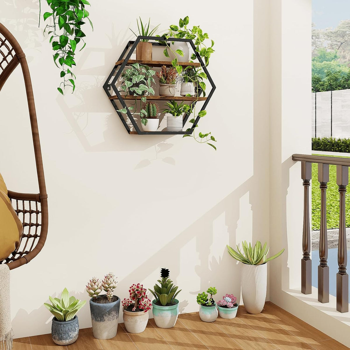 Hexagon Shelves for Wall, Decorative Hexagon Floating Shelves