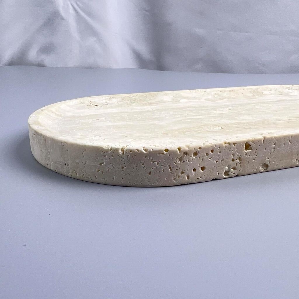 Natural Travertine Tray (Oval Beige)