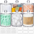 6 Pack Acrylic Qtip Holder Dispenser for Cotton Swabs, Balls, Floss Picks