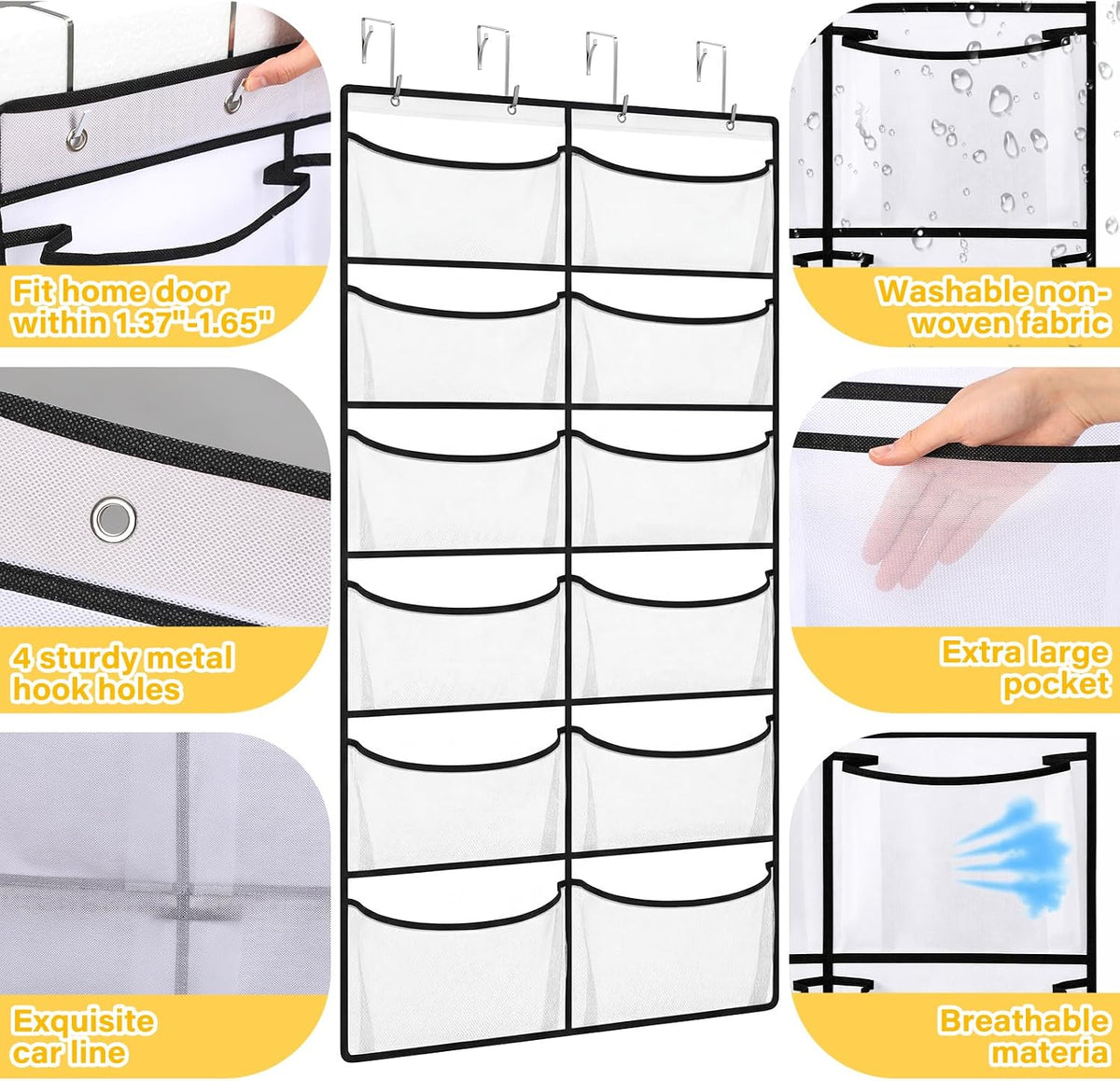 Yookeer Over The Door Hoodie Organizer 12 Large Mesh Sweatshirt Organizer
