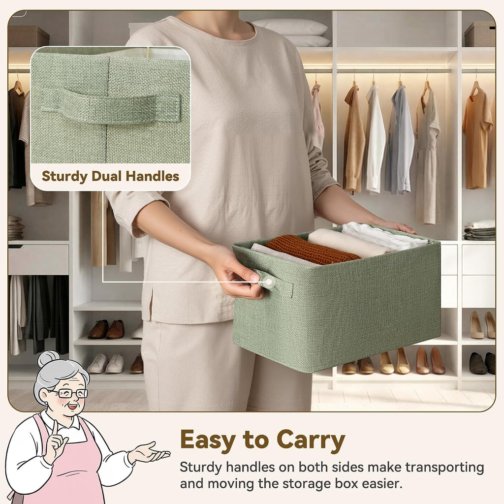 GRANNY SAYS Fabric Storage Bins, Closet Organizer Bins, Sage Green, 2-Pack