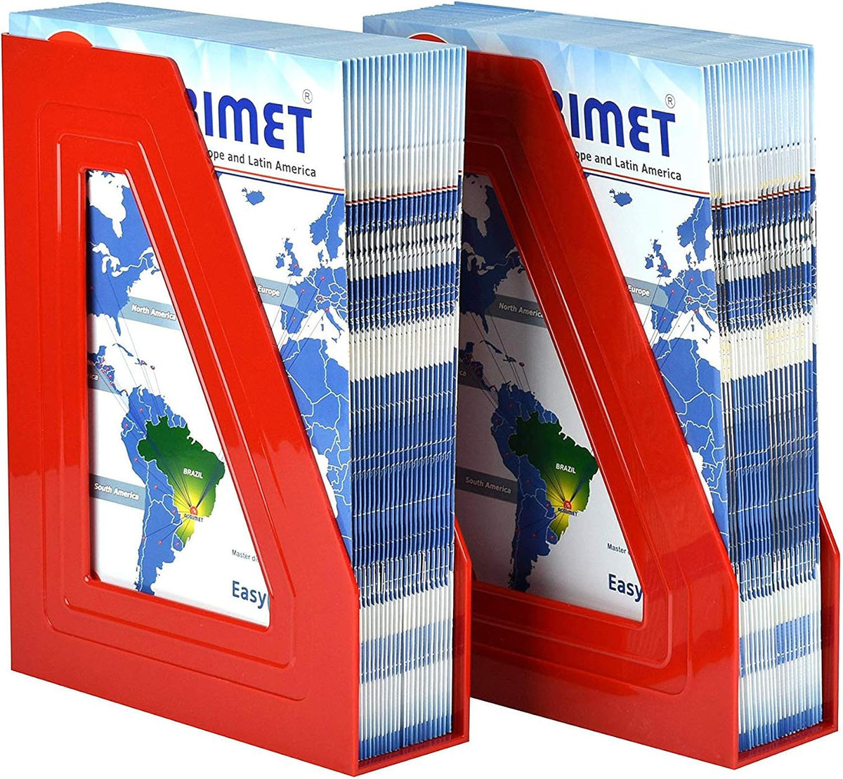 Acrimet Magazine File Holder, Vertical Desk Organizer, Red, 2 Pack