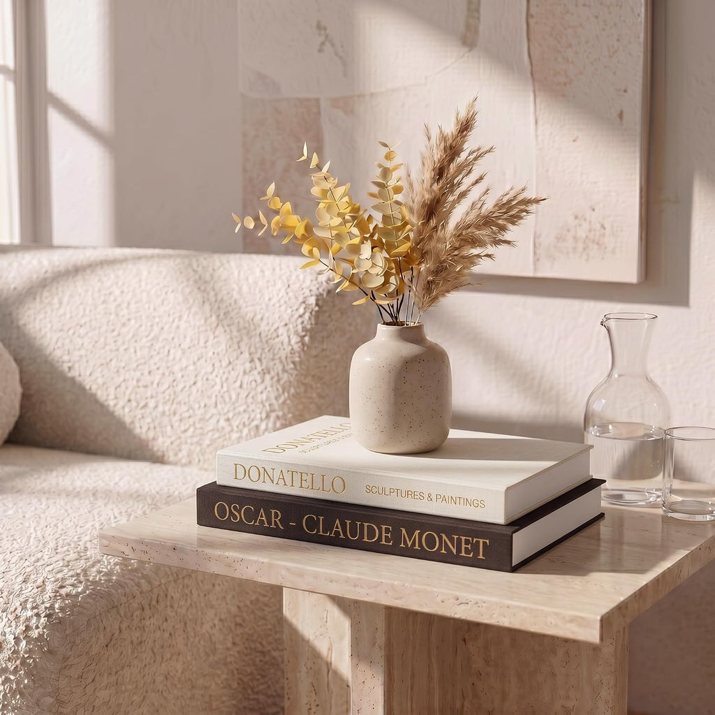 Decorative Faux Books for Home Decor, Set of 2, Black - Beige