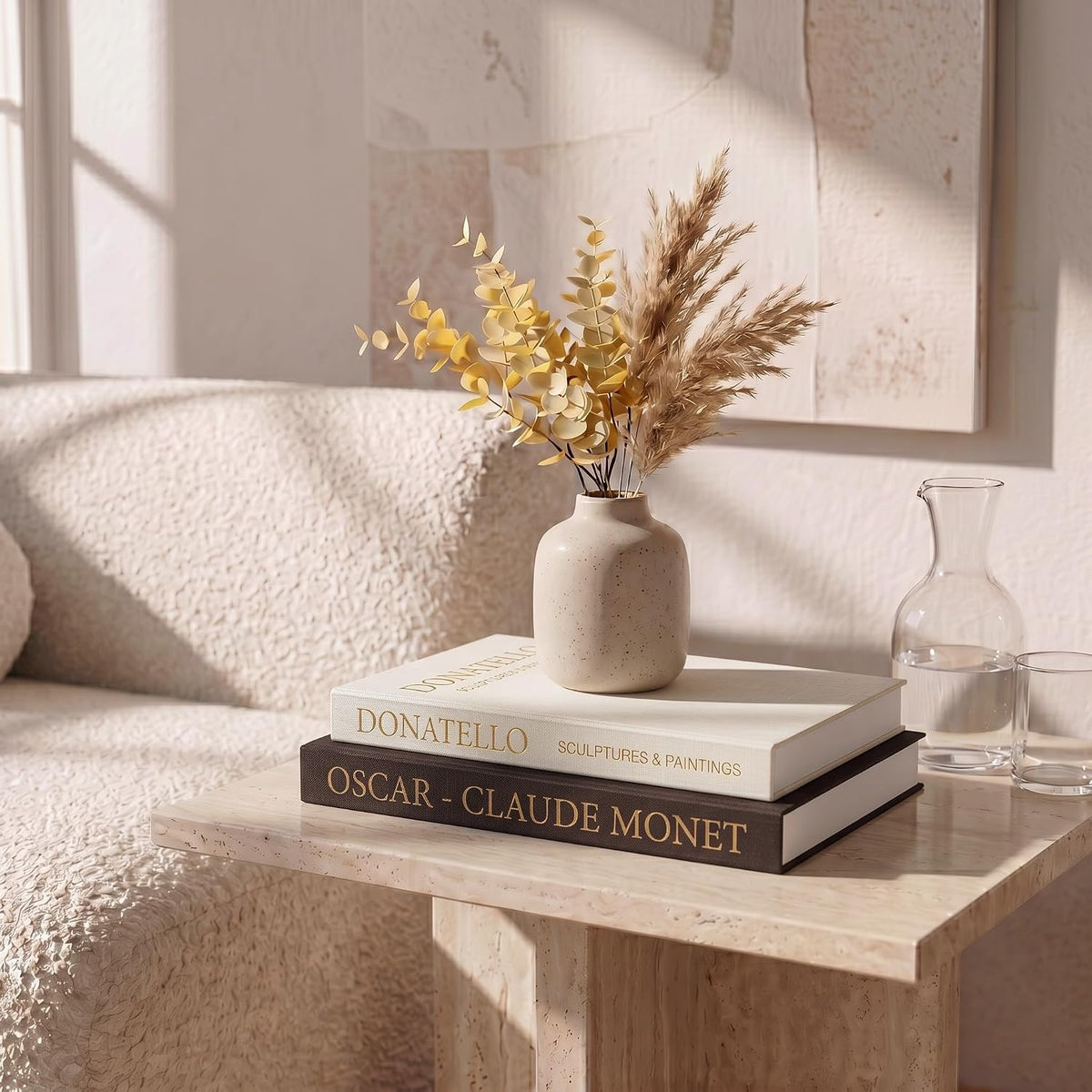 Decorative Faux Books for Home Decor, Set of 2, Black - Beige