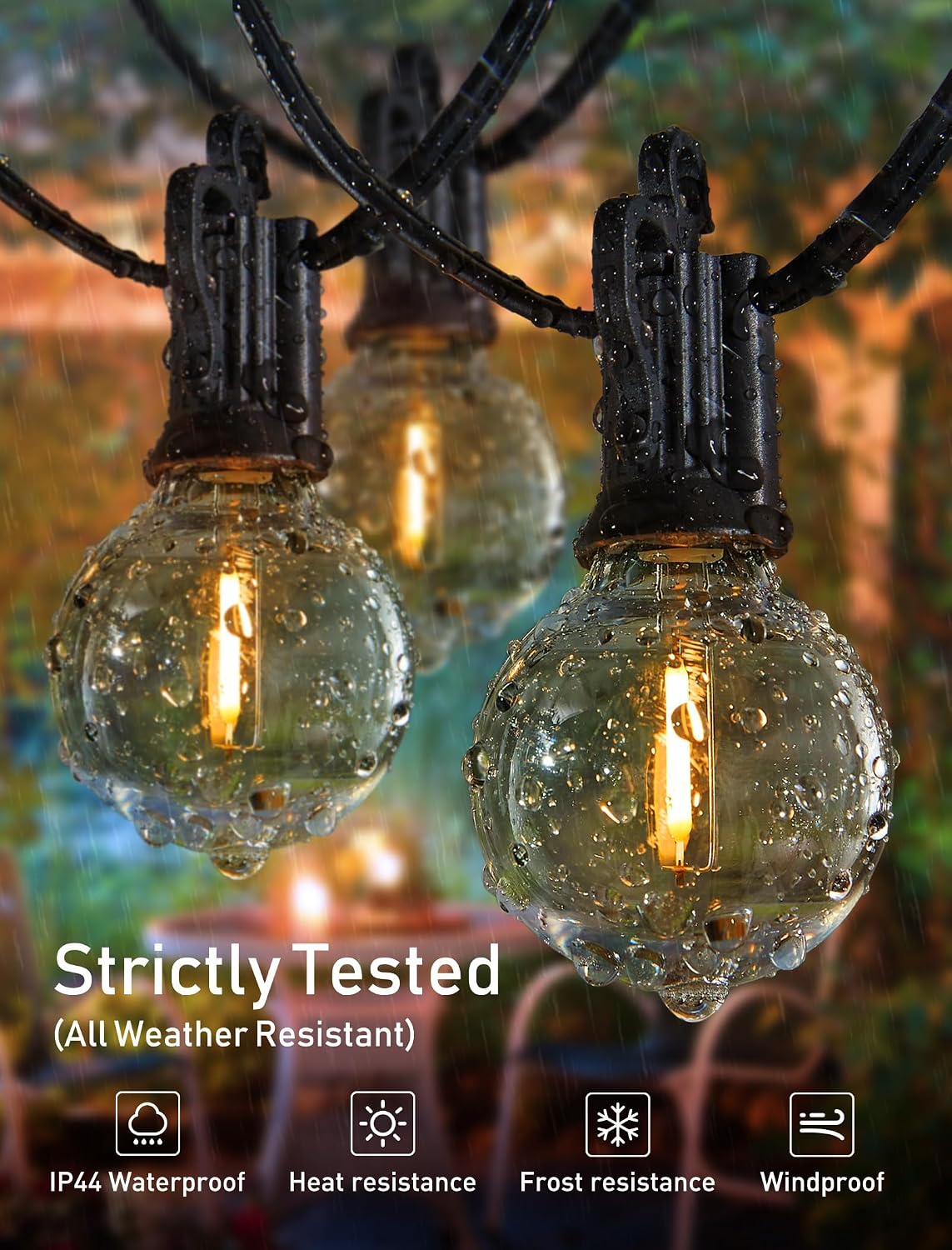 Brightown (2 Pack Outdoor String Lights - Globe Patio Lights 35 Ft with 30 G40 Shatterproof Bulbs, Waterproof Connectable Commercial Hanging Light for Backyard Bistro Porch Cafe Deck