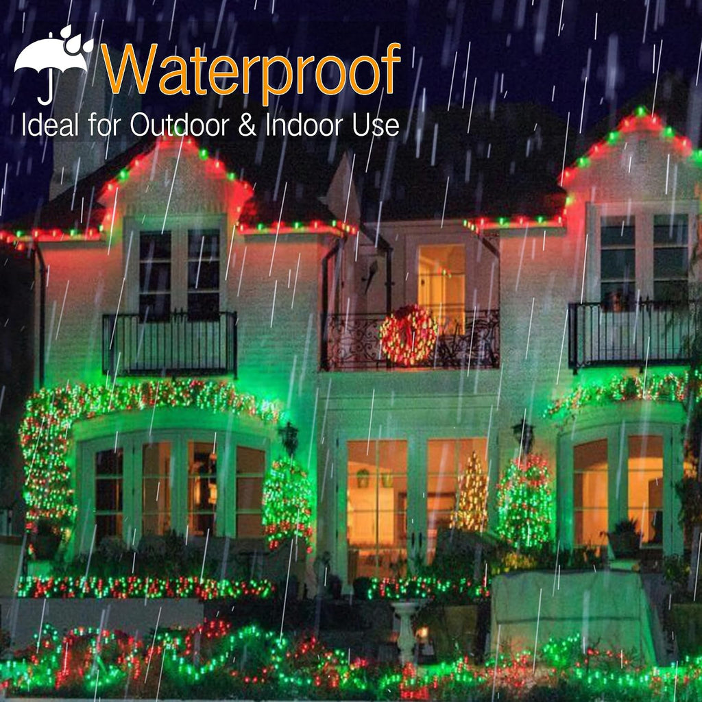 Brizled Red & Green Gentle Twinkle Christmas Lights, 100 LED Connectable