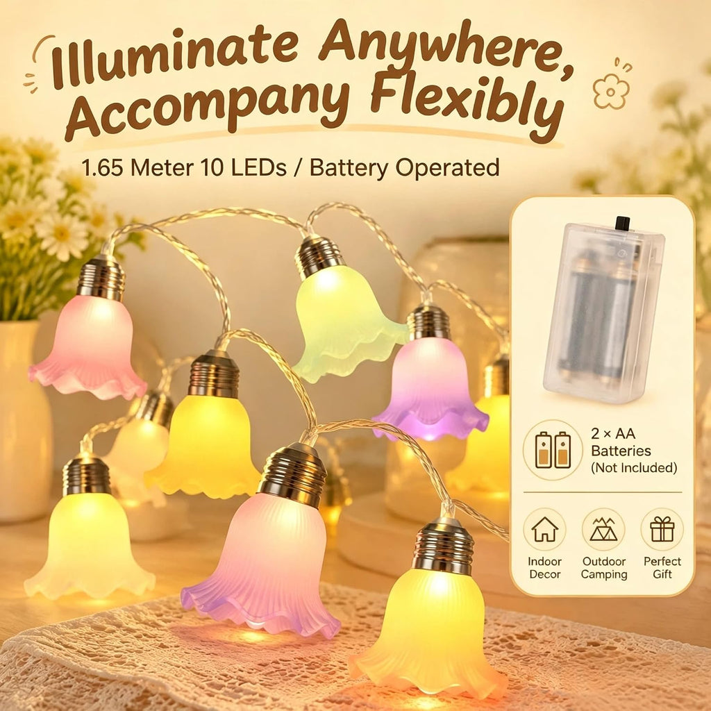10 LED Colorful Decorative String Lights Flower Fairy Lights for Indoor
