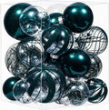 Shatterproof Christmas Ball Ornaments,Clear Plastic Decorative Christmas Balls Hanging Xmas Tree Baubles Set with Stuffed Delicate Glittering Decorations… (Dark Green)
