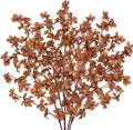33.5" Long Artificial Fall Leaves Stems for Table Centerpieces, 5 Pcs Faux Fall Stems and Branches for Vase Filler, Falls Greenery Stems for Farmhouse Autumn Harvest Thanksgiving Decor, Deep Brown