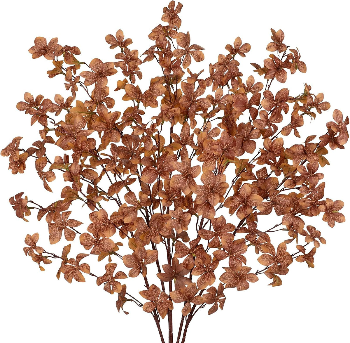 33.5" Long Artificial Fall Leaves Stems for Table Centerpieces, 5 Pcs Faux Fall Stems and Branches for Vase Filler, Falls Greenery Stems for Farmhouse Autumn Harvest Thanksgiving Decor, Deep Brown