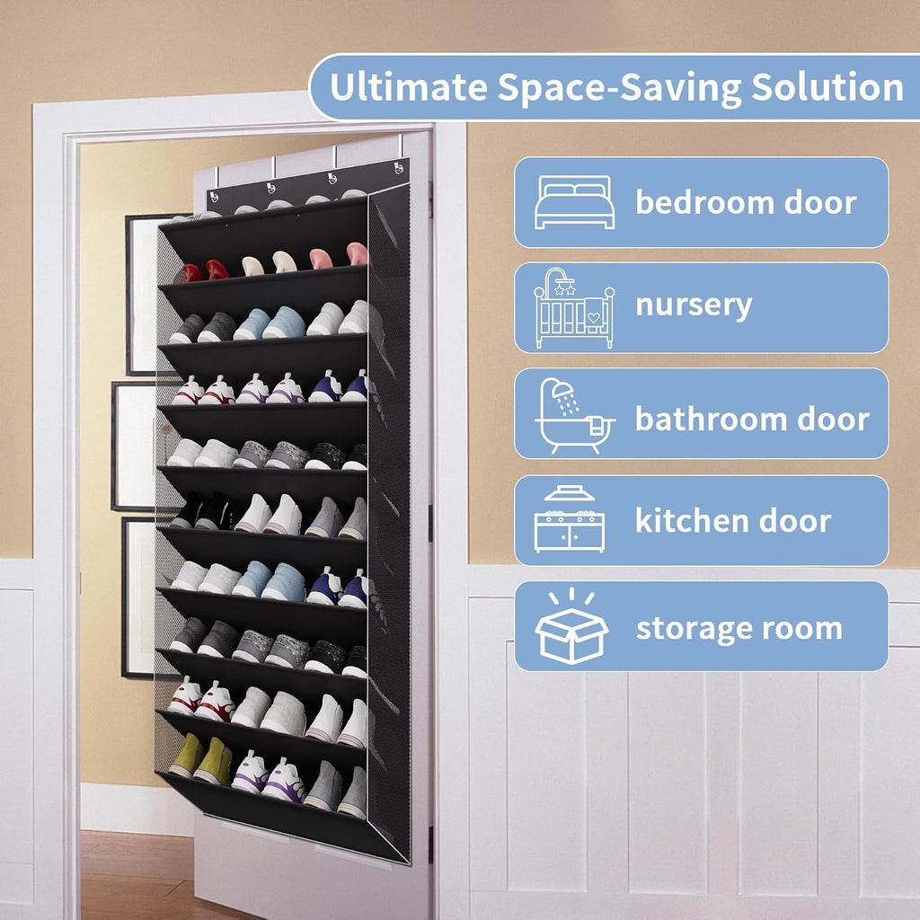 TAHAVICE 10-Tier Over The Door Shoe Organizer, Heavy Duty Hanging Storage