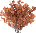 6 Pcs Fall Artificial Eucalyptus Stems Fall Decorations with Eucalyptus Leaf Branches for Indoor Home Autumn Festival Thanksgiving Decor(Dark Brown)