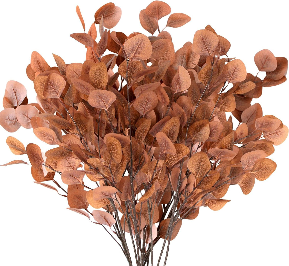 6 Pcs Fall Artificial Eucalyptus Stems Fall Decorations with Eucalyptus Leaf Branches for Indoor Home Autumn Festival Thanksgiving Decor(Dark Brown)