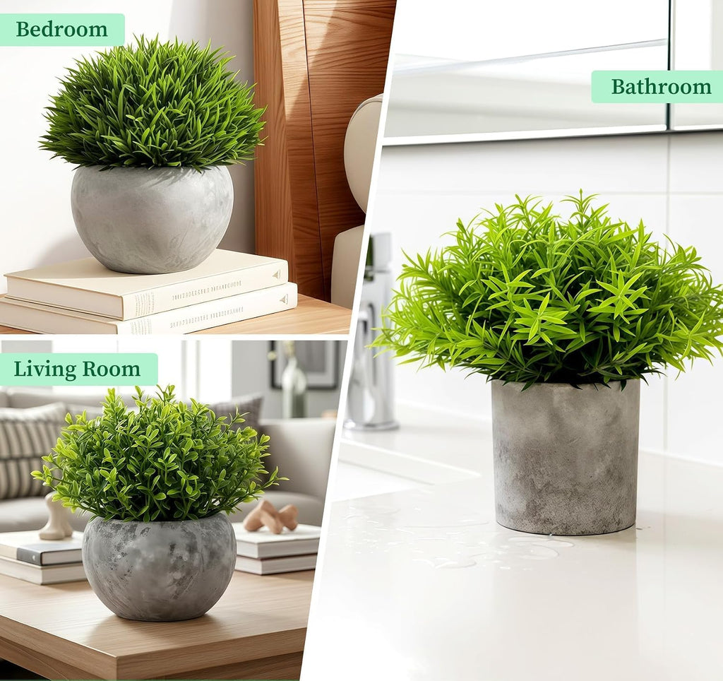 Fake Plants,5PCS Small Artificial Greenery Eucalyptus Plants Indoor in Pots