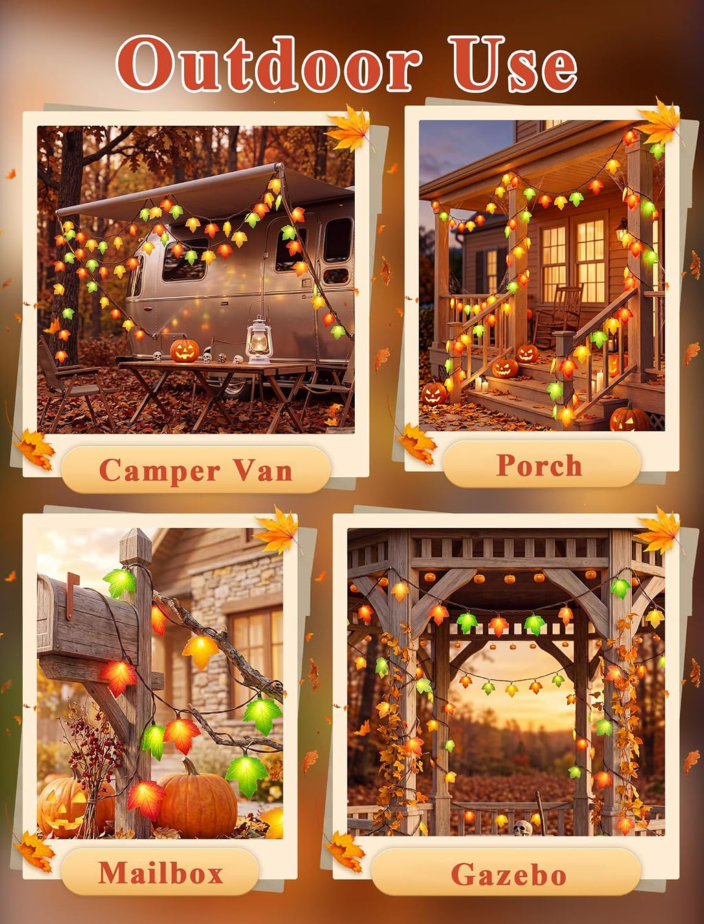 Fall Decor String Lights, 12FT 20 LED Thanksgiving Leaf Lights Plug in