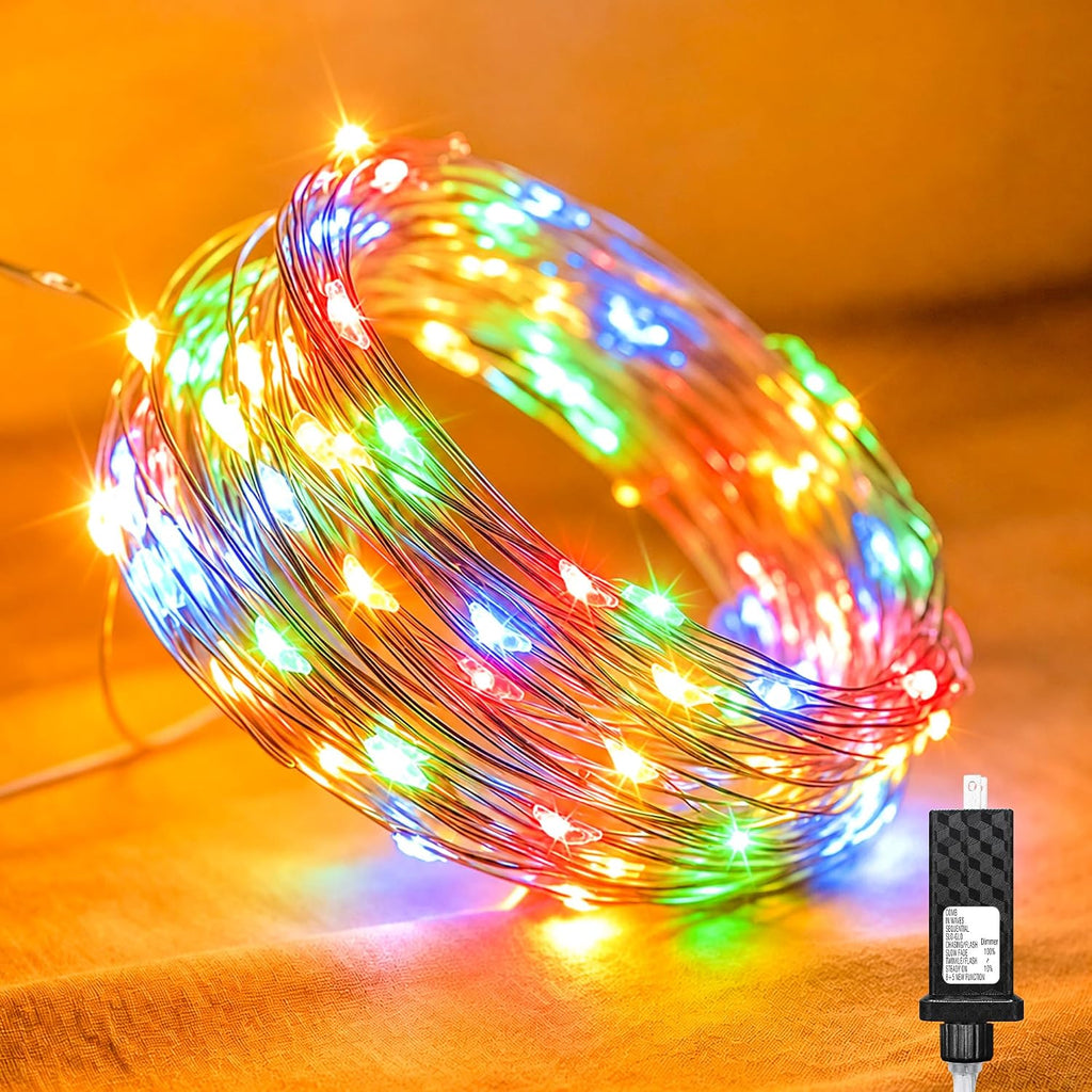 33FT 100 LED Plug in Fairy Lights with 13 Modes & Timer, Multicolor