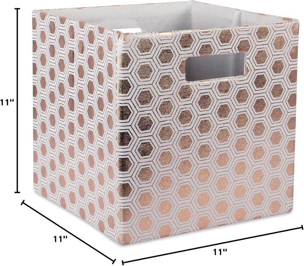 DII Collapsible Polyester Storage Cube, Honeycomb, Copper, Small