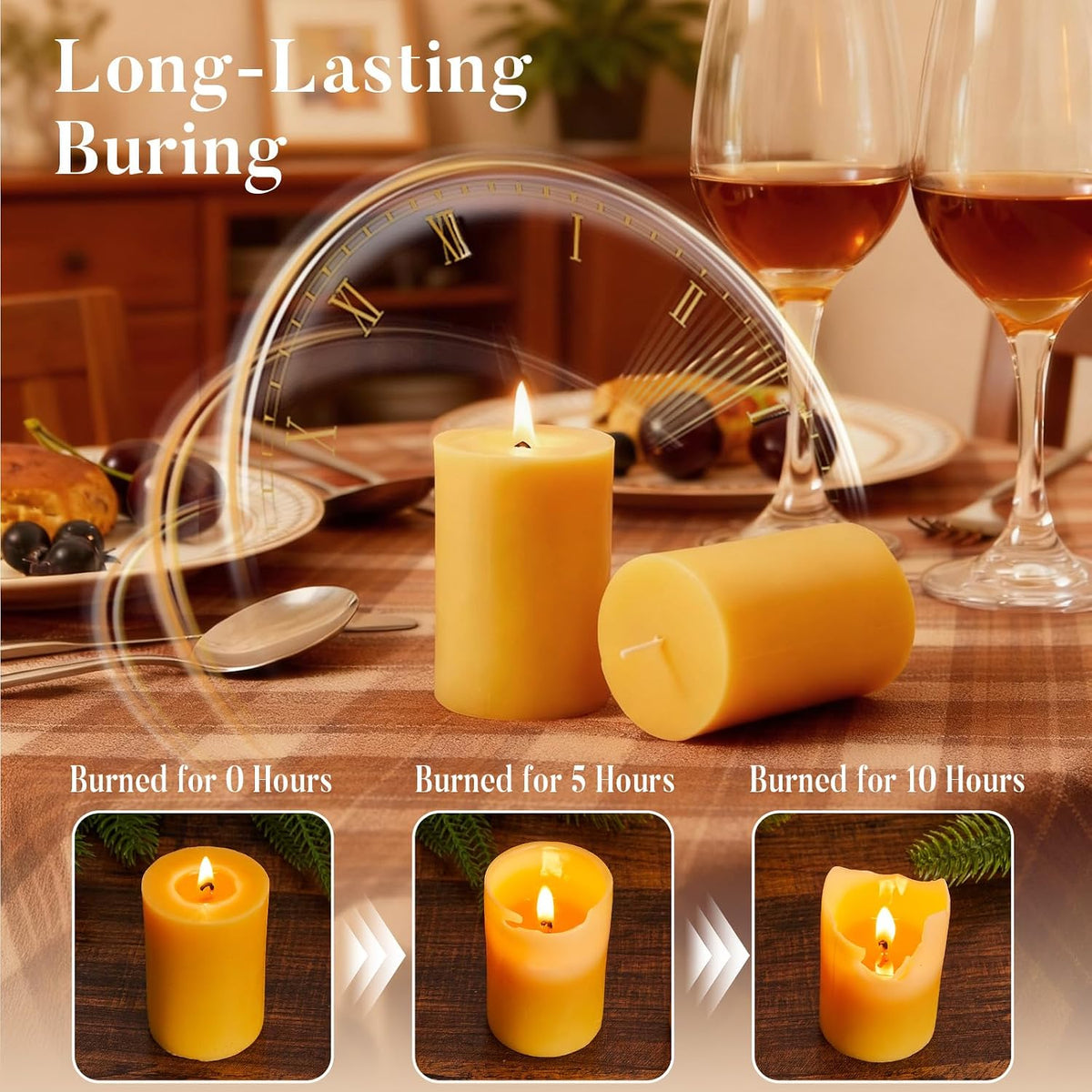 Crenovo 3 Pack Beeswax Pillar Candles,2x3 Inch 100% Pure Organic Natural