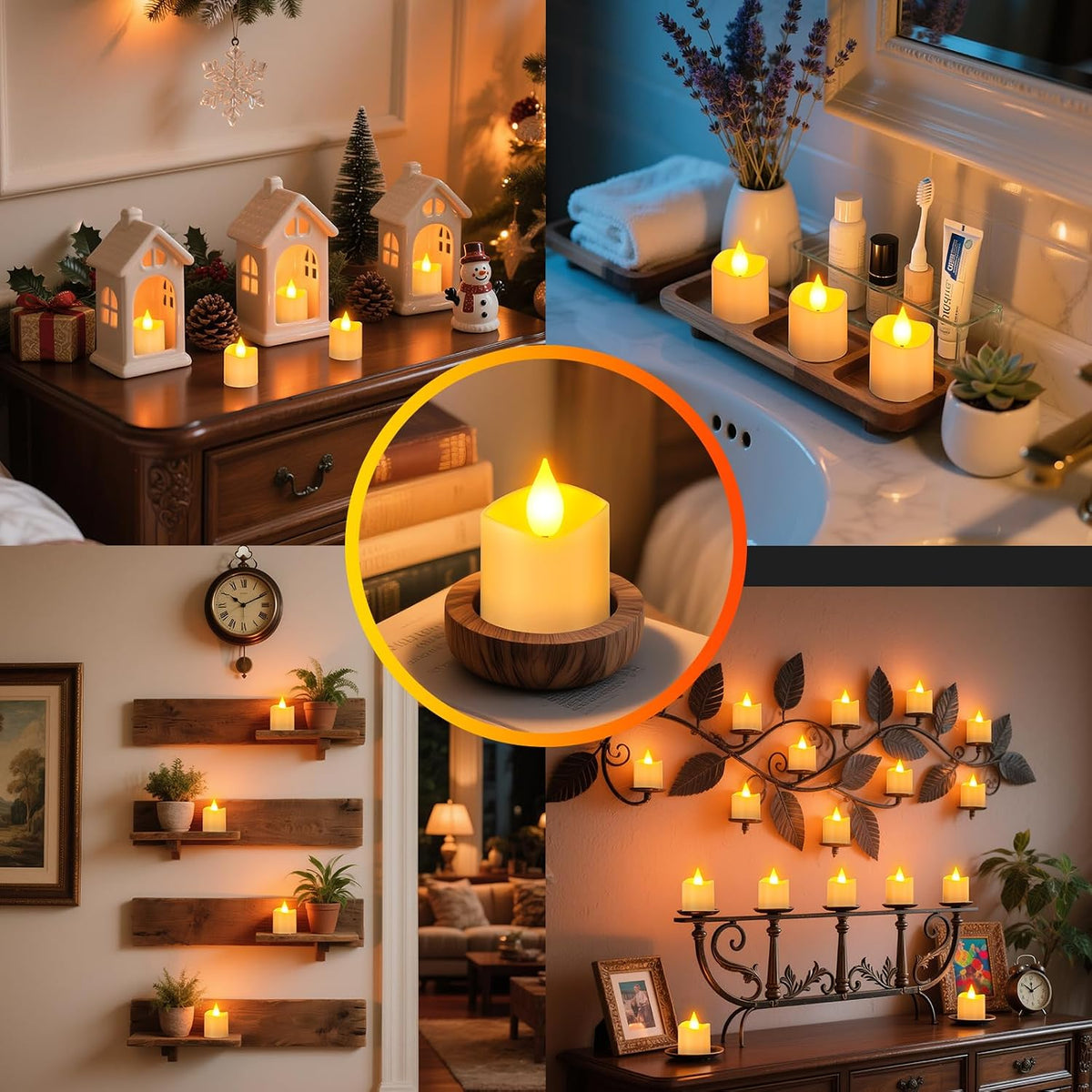 Yme Rechargeable Tea Lights Candles with Remote & USB-C Charging Base