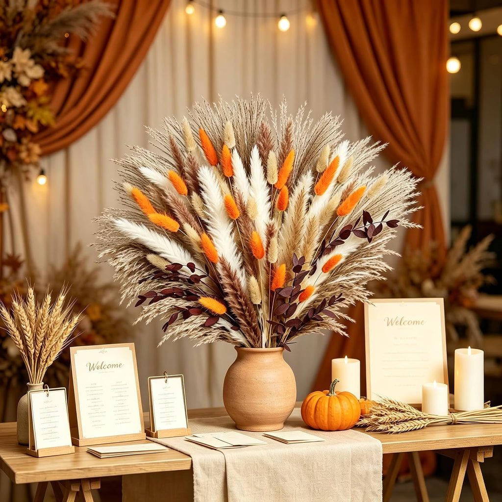 Fall Decor Dried Pampas Grass 17inch 60~85Pcs(F-85Pcs)
