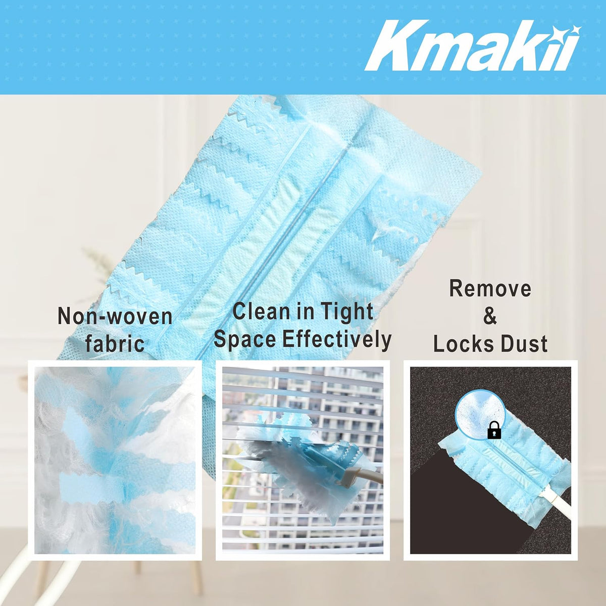 KMAKII Duster Refills, 20 Count, Blue