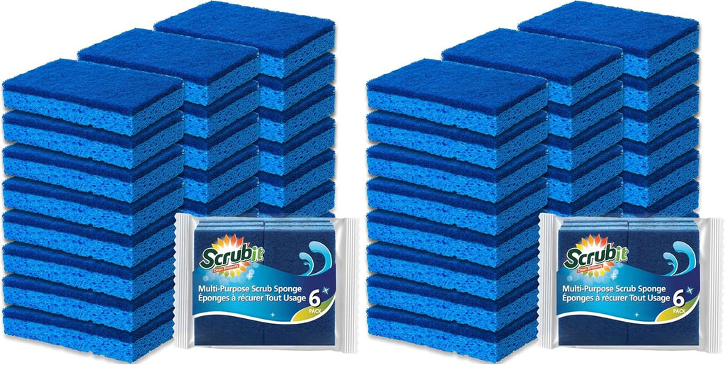 Scrubit Non-Scratch Cleaning Scrub Sponges- Scrubbing Dish Sponge Ideal for Washing Kitchen,Dishes, Bathroom &More – Dishwashing Sponge Along with A Thought Scrubber – 24 sponges (Pack of 2)
