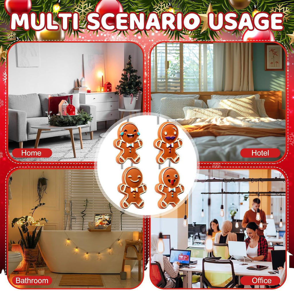 Yungyan 12 Pcs Christmas Shower Curtain Hooks Gingerbread Curtain Hangers