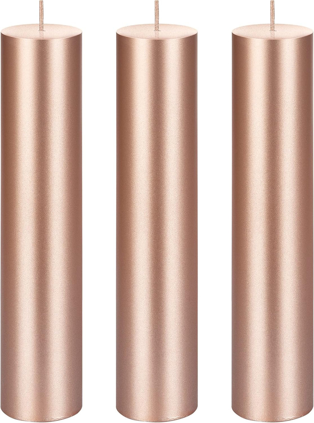 Mega Candles 3 pcs Unscented Solid Rose Gold Pillar Candles, Hand Poured Premium Wax Candle 2 Inch x 9 Inch, Home Décor, Spas, Weddings, Occasions, Party, Centerpieces, Holidays, Vigils, Prayers