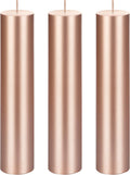 Mega Candles 3 pcs Unscented Solid Rose Gold Pillar Candles, Hand Poured Premium Wax Candle 2 Inch x 9 Inch, Home Décor, Spas, Weddings, Occasions, Party, Centerpieces, Holidays, Vigils, Prayers