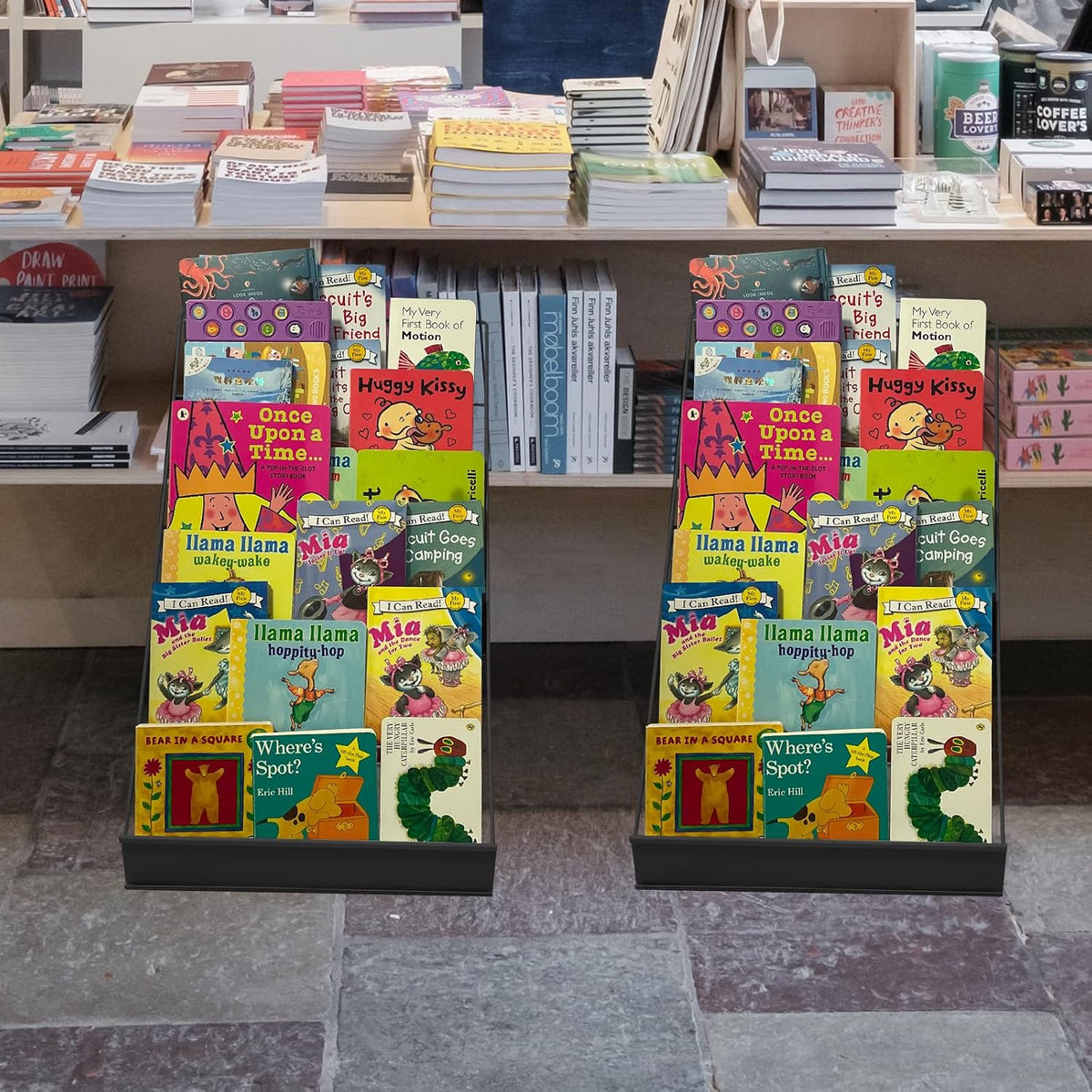 TONGMO 6-Tier Wire Book Signing Rack - Sturdy Tabletop Design - Ideal for Libraries, Classrooms, Schools - Display Literature, Magazines, Comics - Perfect for Book Signings (Black-1P)