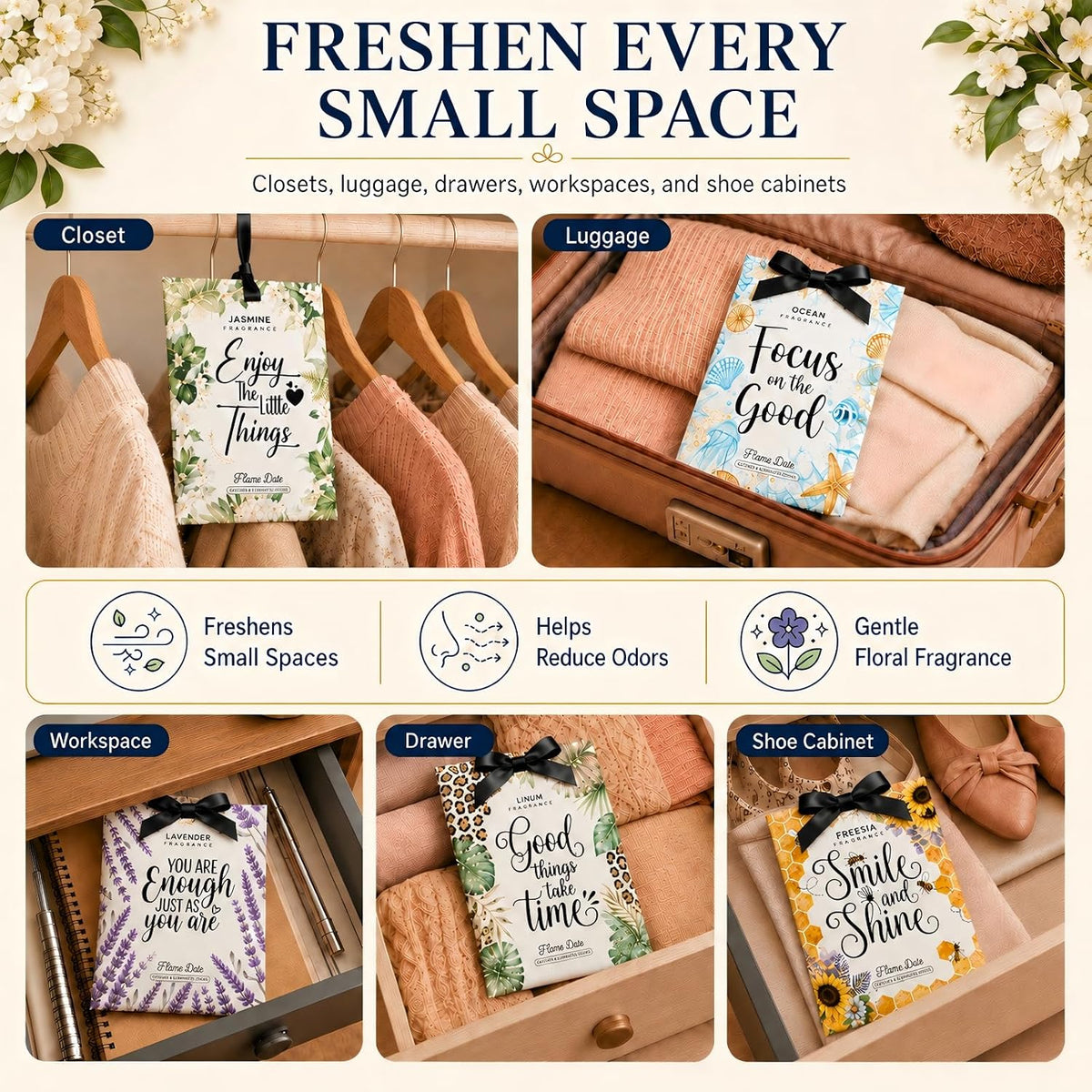 Scented Sachets for Drawers & Closets, Inspirational Scented Gift Set