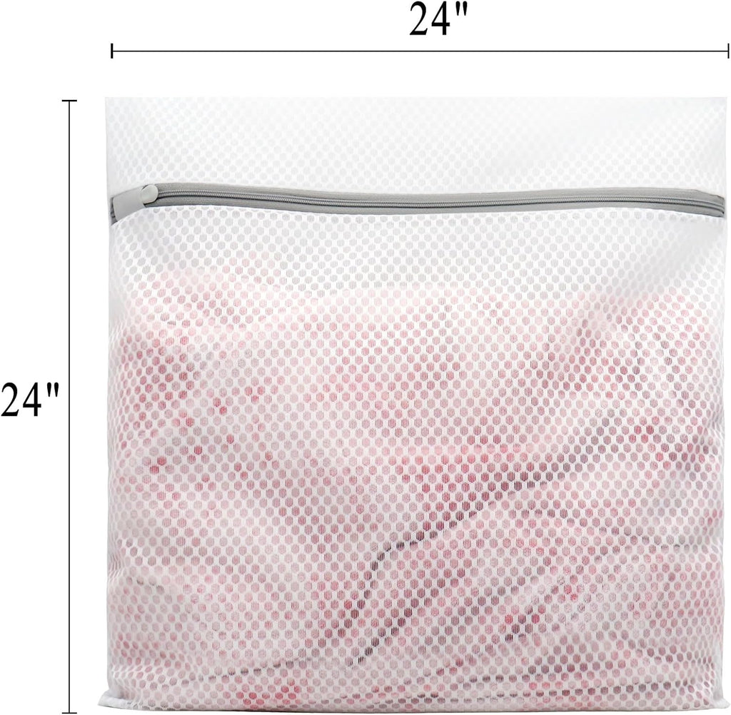 Muchfun 2Pcs Durable Honeycomb Mesh Laundry Bags for Delicates 24x24 Inches