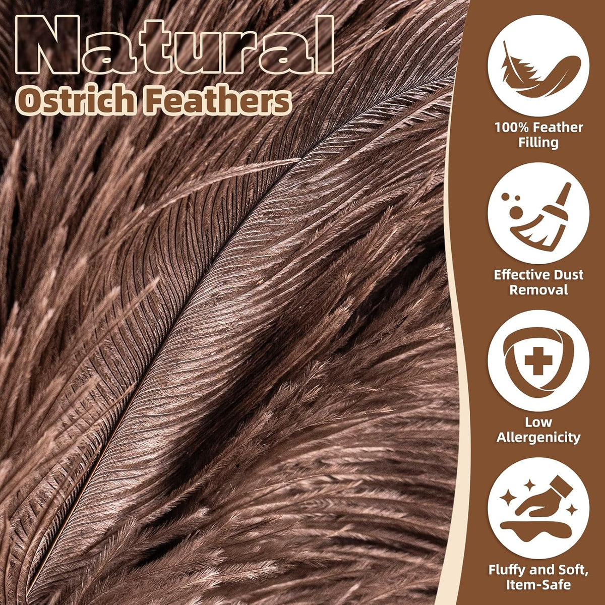 2 Pack Ostrich Feather Dusters for Cleaning with Wooden Handle, 13.5 inch