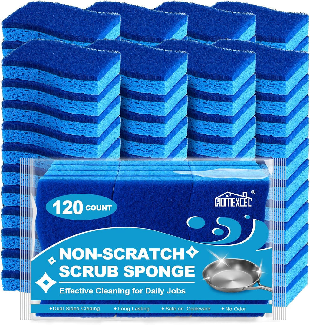 HOMEXCEL Sponges Kitchen 120Pack, Non Scratch Scrub Dish Sponge for Dishes