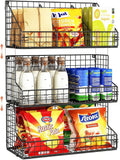 X-cosrack 3 Tier Large Stackable Snack Organizer - Versatile Wall Mounted Wire Storage Basket with Divider for Candy Chip Cans Bars - Ideal for Pantry Office Home