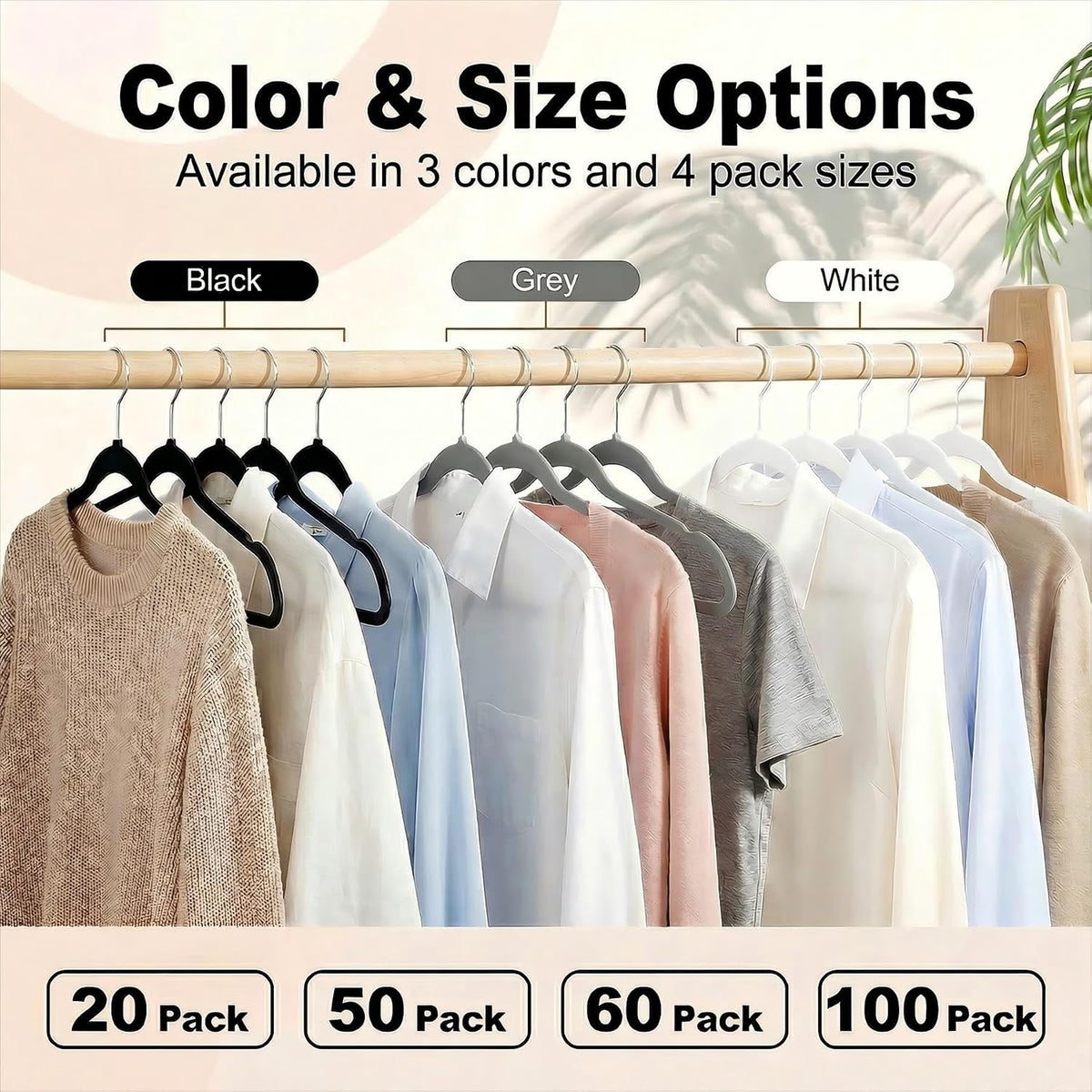 HOUSE DAY Black Plastic Hangers 60 Pack, Ultra-Thin Heavy Duty Non-Velvet