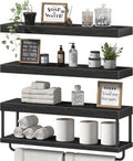QEEIG Long Bathroom Floating Shelves Over Toilet (Black, Set of 3, 23.6")