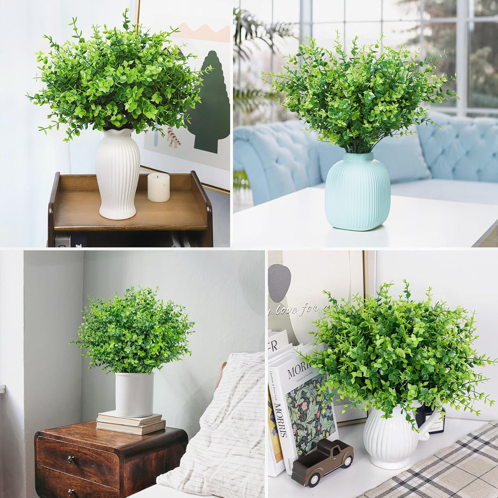 Bassion 24 Pcs Greenery Stems Fake Artificial Eucalyptus Plants Outdoors