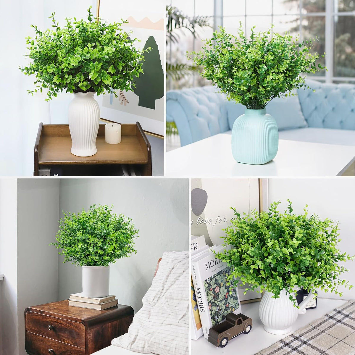 Bassion 24 Pcs Greenery Stems Fake Artificial Eucalyptus Plants Outdoors