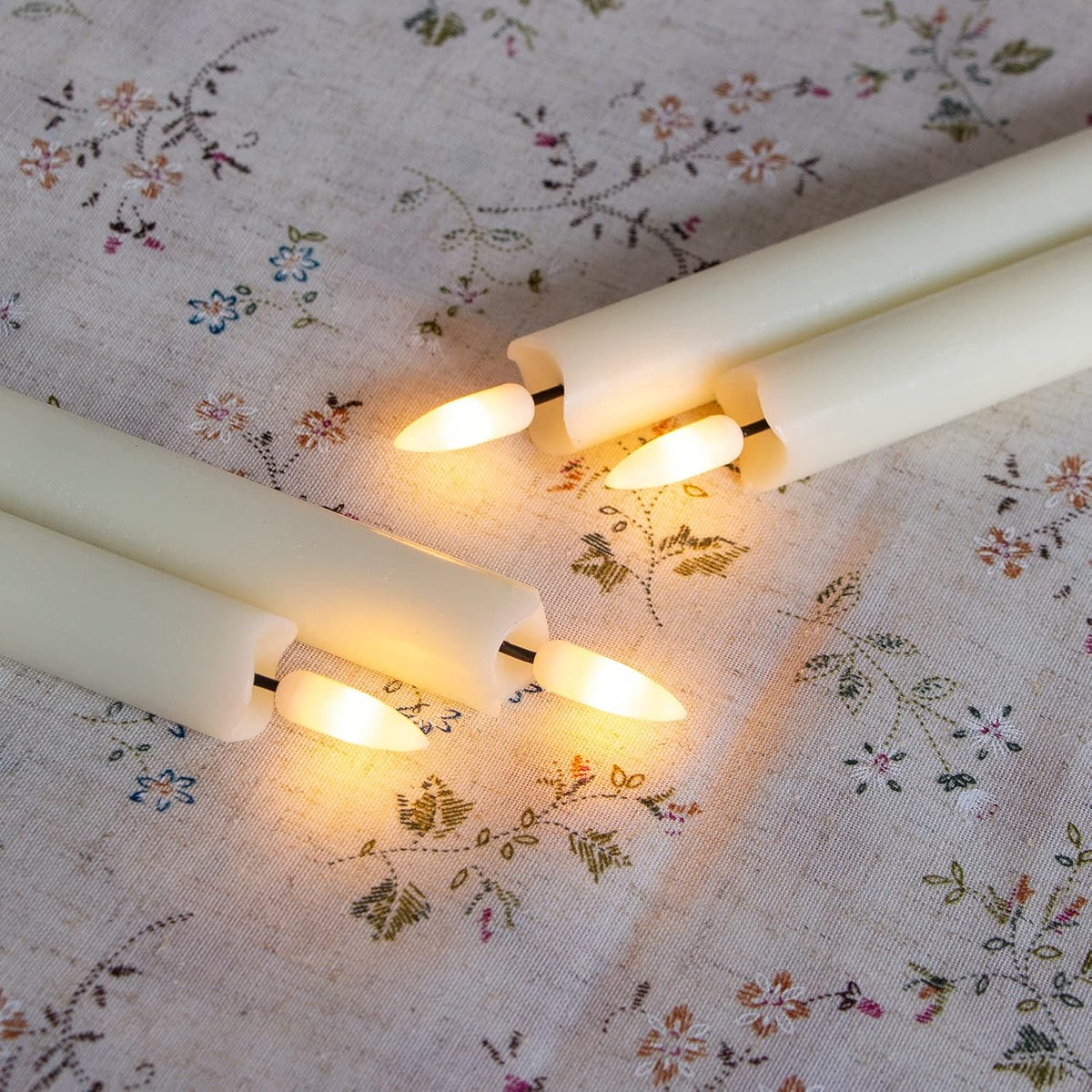 LED Flameless Taper Candles with Remote Timer,Ivory Battery Operated Flickering Window Candles,Pack of 4 Real Wax Warm Fire 3D-Wick Flameless Candlesticks,Home Wedding Decor(0.78" x 9.64")