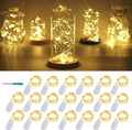 20 Packs Fairy String Lights, 6.6FT 20 LEDs Battery Operated Silver Copper Wire Starry String Light for DIY Party Christmas Costume Wedding Easter Table Decorations (Warm White)